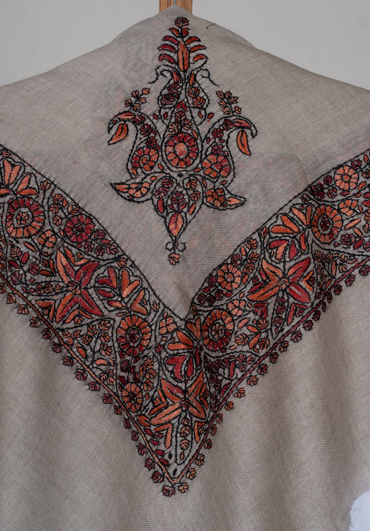 Sandstone Crimson Rumal — Sozni Hand Embroidered