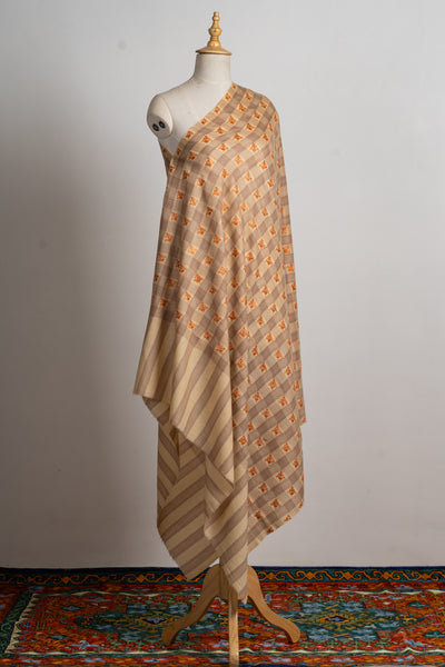 Autumn Check Hand-Embroidered Sozni Merino Wool Wrap