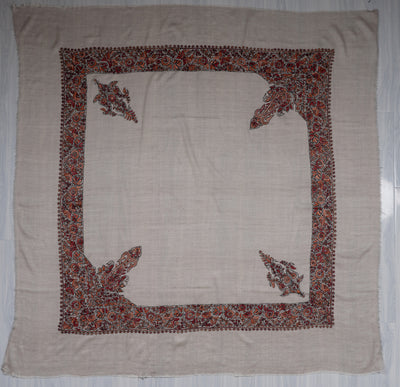 Sandstone Crimson Rumal — Sozni Hand Embroidered