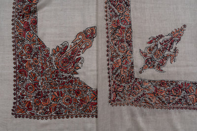 Sandstone Crimson Rumal — Sozni Hand Embroidered