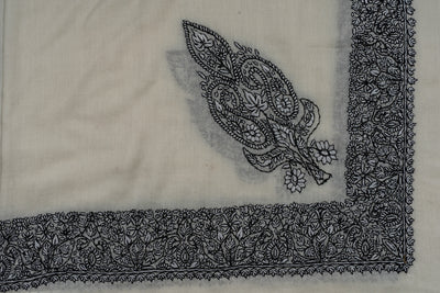 Ivory Noir Rumal — Sozni Hand Embroidered