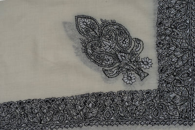 Ivory Noir Rumal — Sozni Hand Embroidered