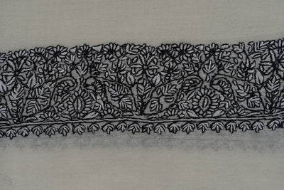 Ivory Noir Rumal — Sozni Hand Embroidered