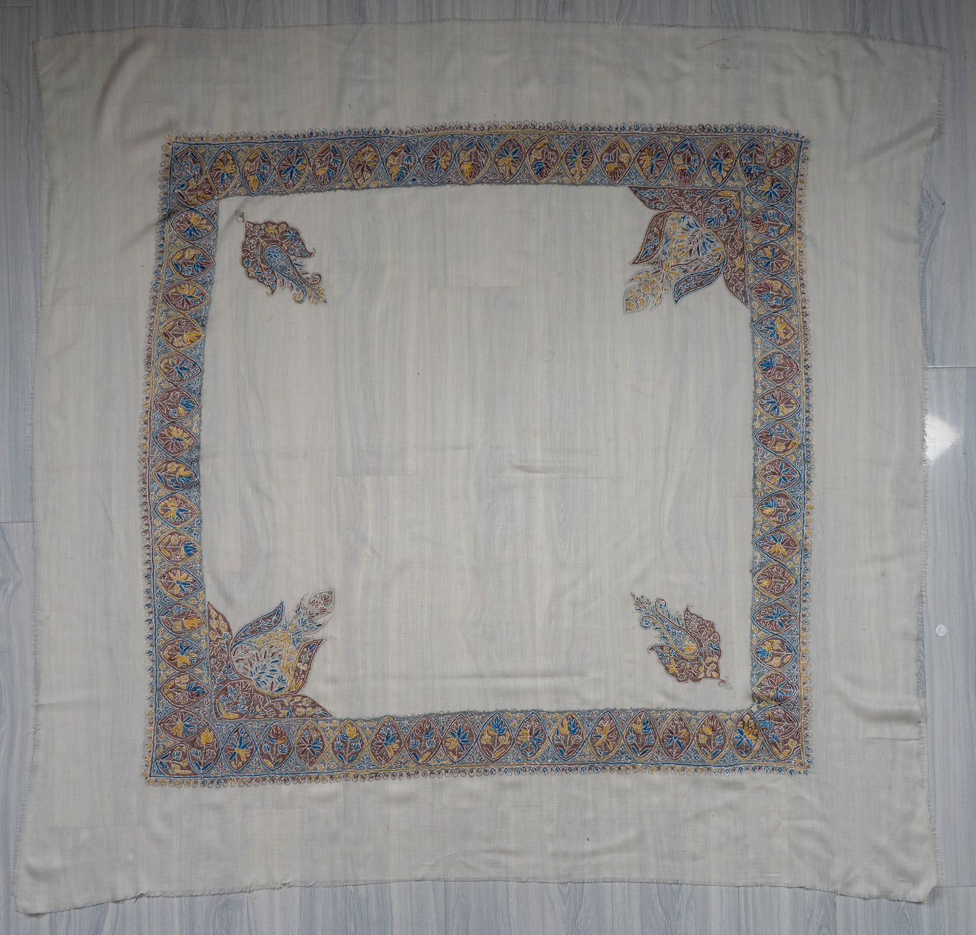 Moonlit Pastel Rumal — Sozni Hand Embroidered