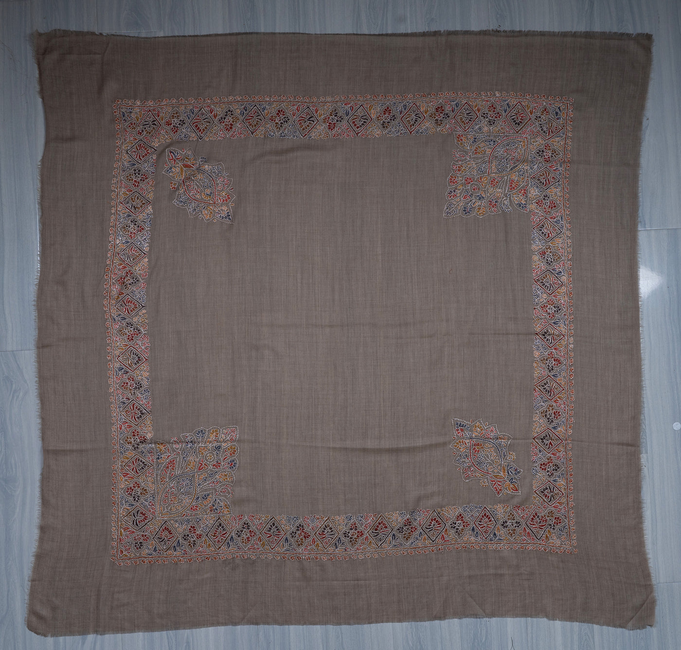 Earthen Glow Rumal — Sozni Hand Embroidered