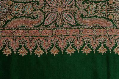 Pure Pashmina Jamawar Shawl with Heavy all over Sozni Embroidery