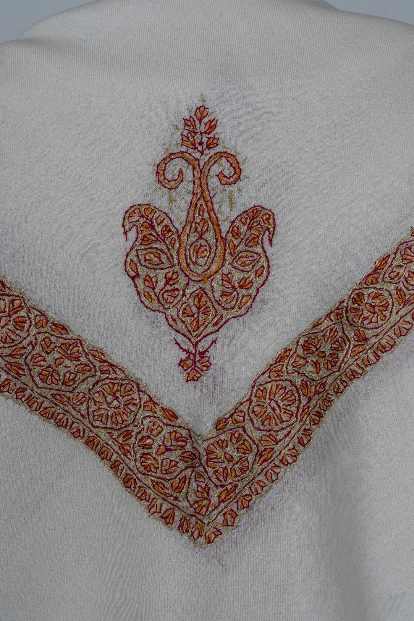 Ivory Flame Rumal — Sozni Hand Embroidered