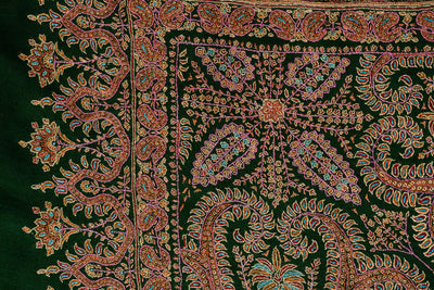Mughal Garden Sozni Splendor: Pure Pashmina Jamawar Shawl with Heavy all over Sozni Embroidery