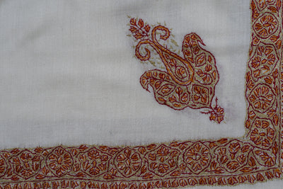 Ivory Flame Rumal — Sozni Hand Embroidered