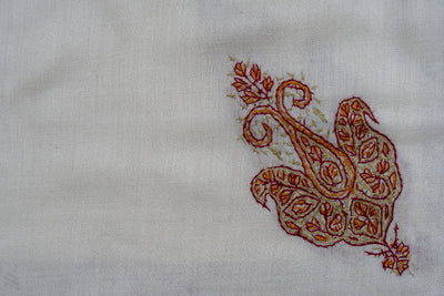 Ivory Flame Rumal — Sozni Hand Embroidered