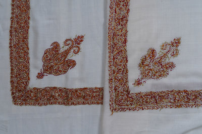 Ivory Flame Rumal — Sozni Hand Embroidered