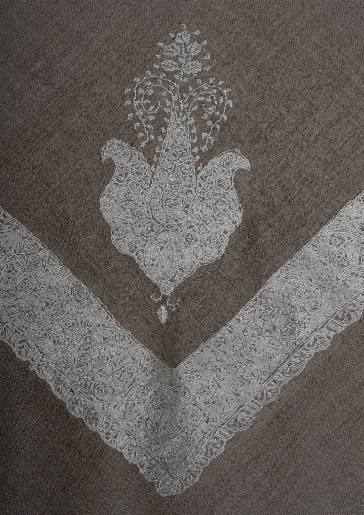Ashen Silver Rumal — Sozni Hand Embroidered