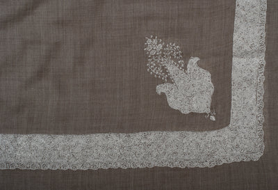 Ashen Silver Rumal — Sozni Hand Embroidered