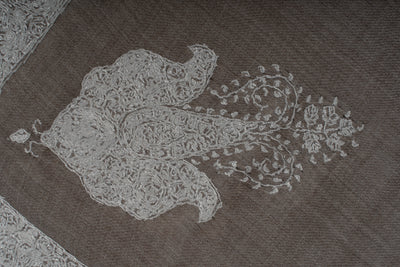 Ashen Silver Rumal — Sozni Hand Embroidered