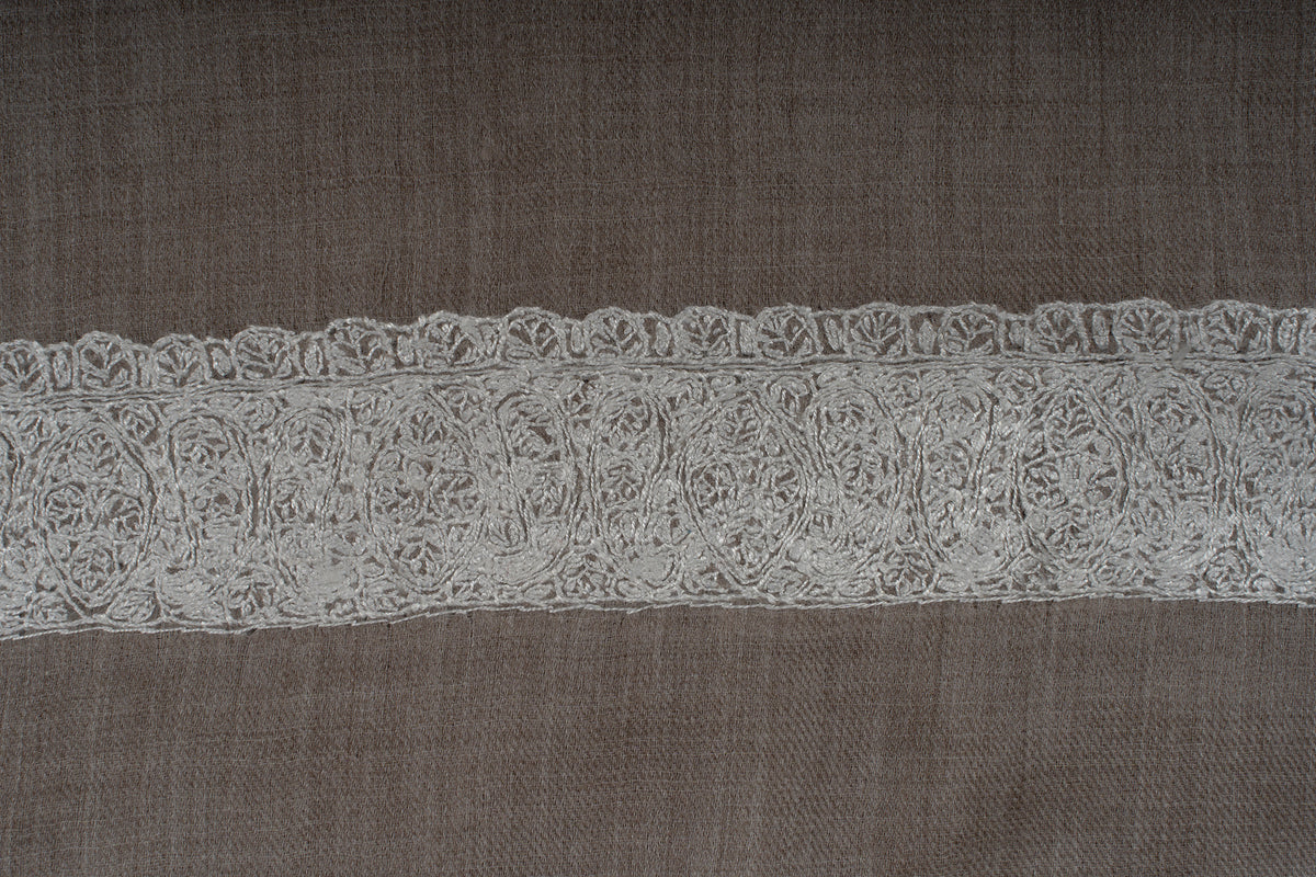 Ashen Silver Rumal — Sozni Hand Embroidered