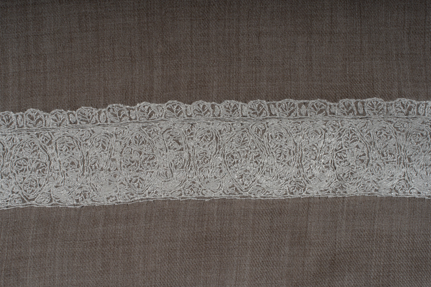 Ashen Silver Rumal — Sozni Hand Embroidered