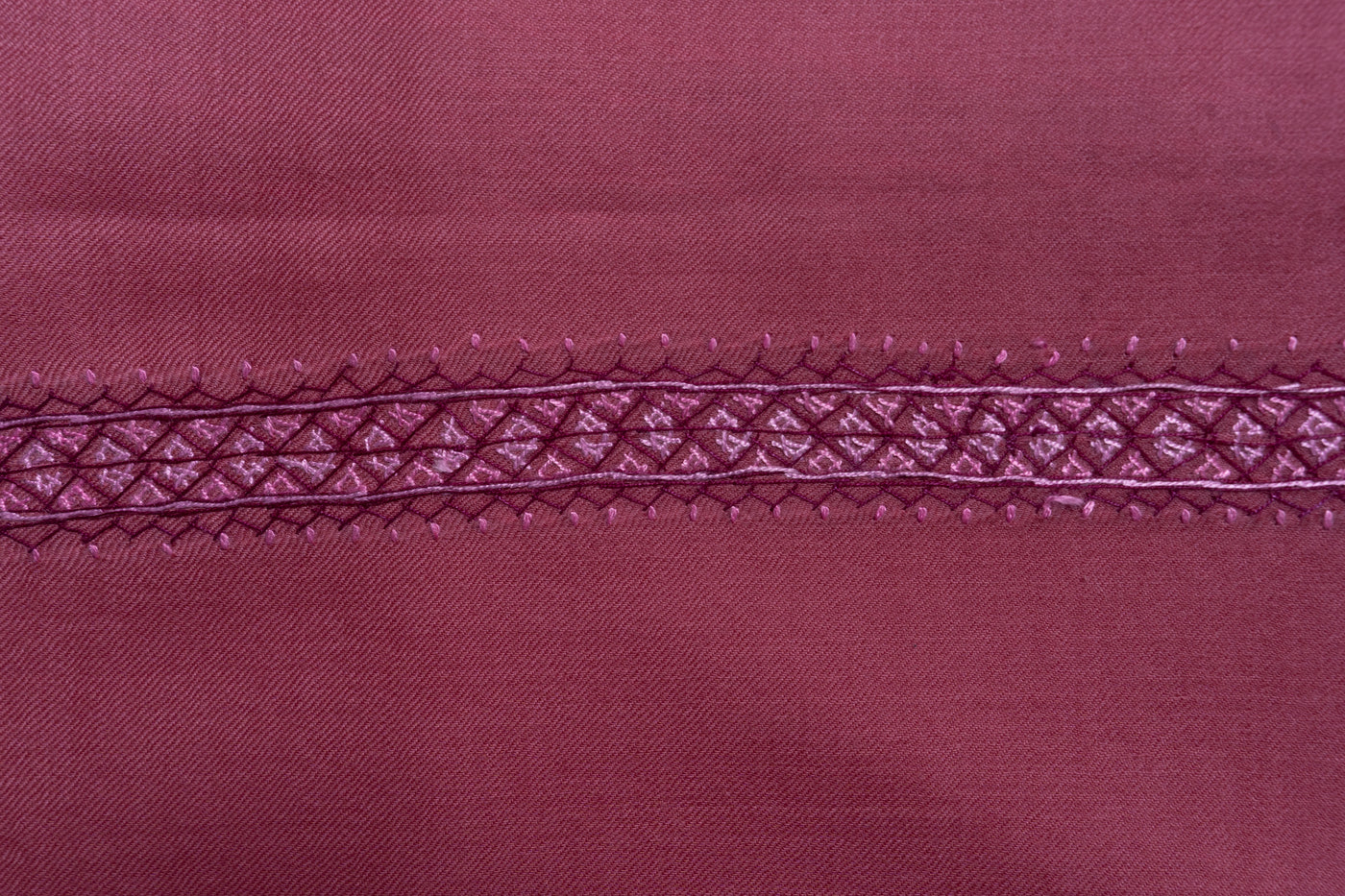 Rosewood Delight Hand-Embroidered Sozni Merino Wool Wrap