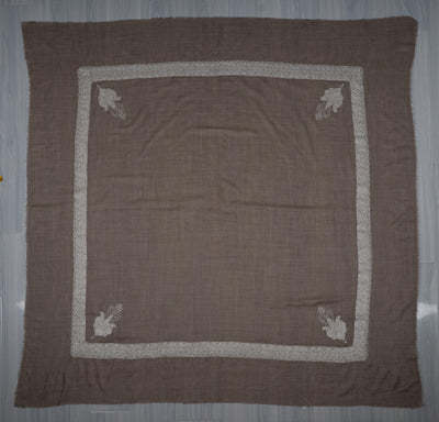Ashen Silver Rumal — Sozni Hand Embroidered