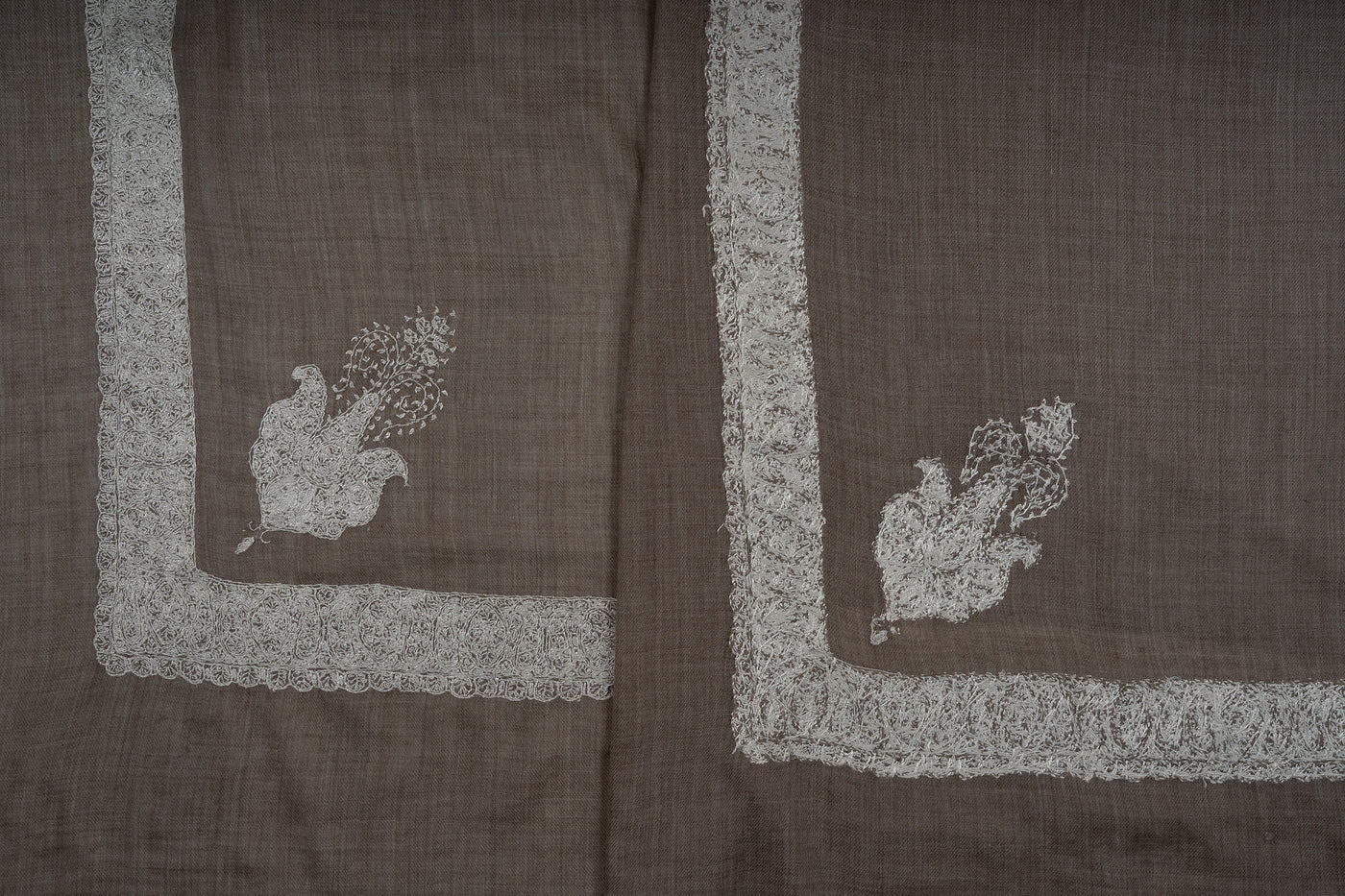 Ashen Silver Rumal — Sozni Hand Embroidered