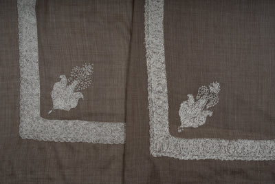 Ashen Silver Rumal — Sozni Hand Embroidered