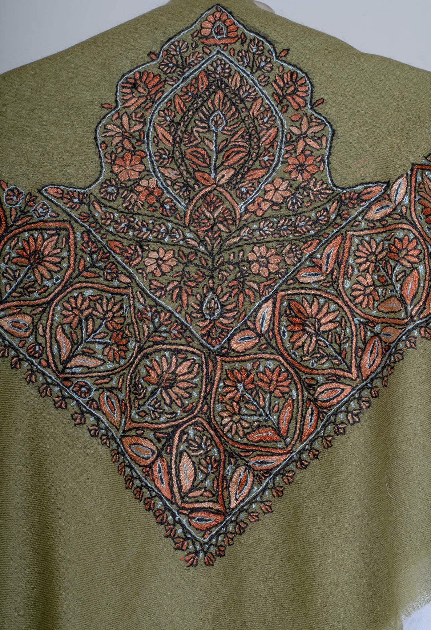 Olive Ember Rumal — Sozni Hand Embroidered