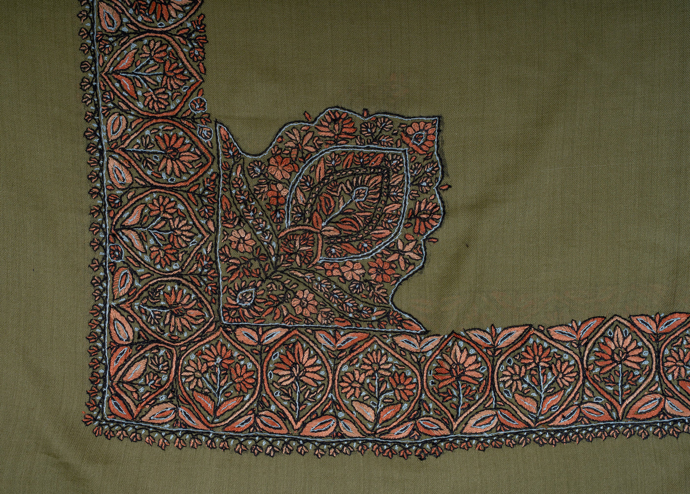 Olive Ember Rumal — Sozni Hand Embroidered