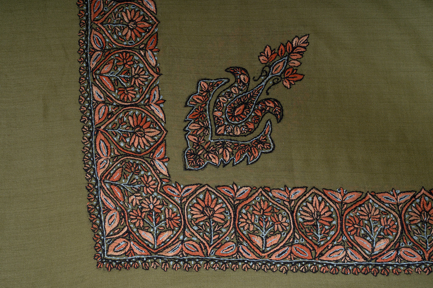 Olive Ember Rumal — Sozni Hand Embroidered