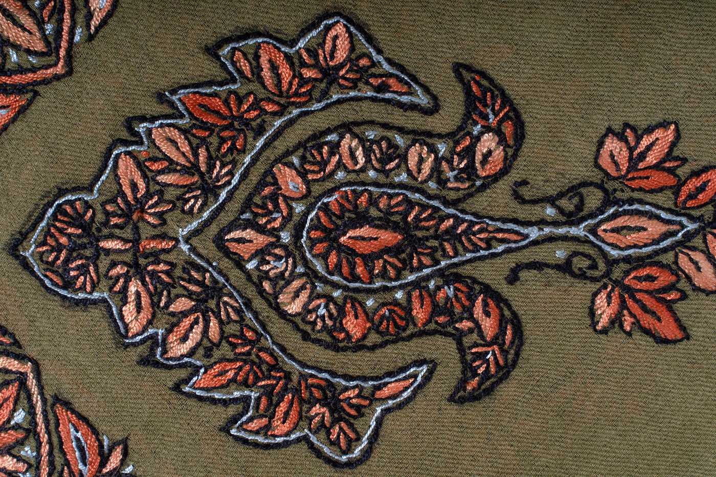 Olive Ember Rumal — Sozni Hand Embroidered