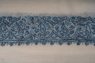 Ivory Azure Rumal — Sozni Hand Embroidered