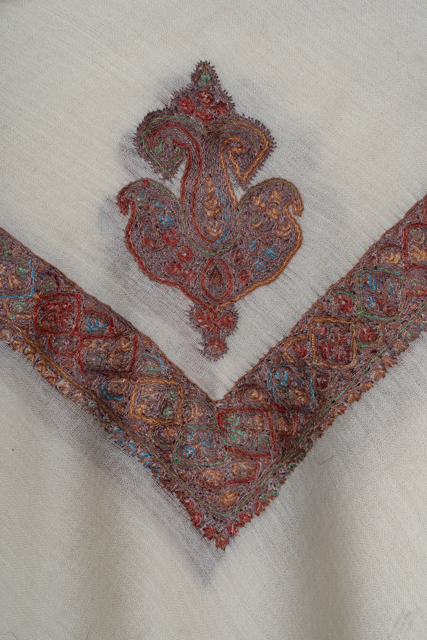 Ivory Ember Rumal — Sozni Hand Embroidered