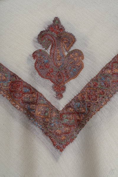 Ivory Ember Rumal — Sozni Hand Embroidered