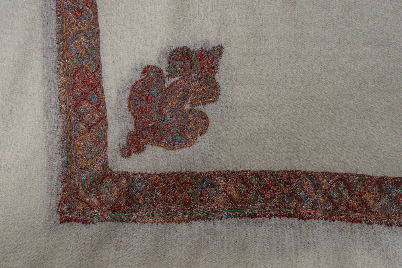 Ivory Ember Rumal — Sozni Hand Embroidered