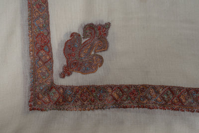 Ivory Ember Rumal — Sozni Hand Embroidered