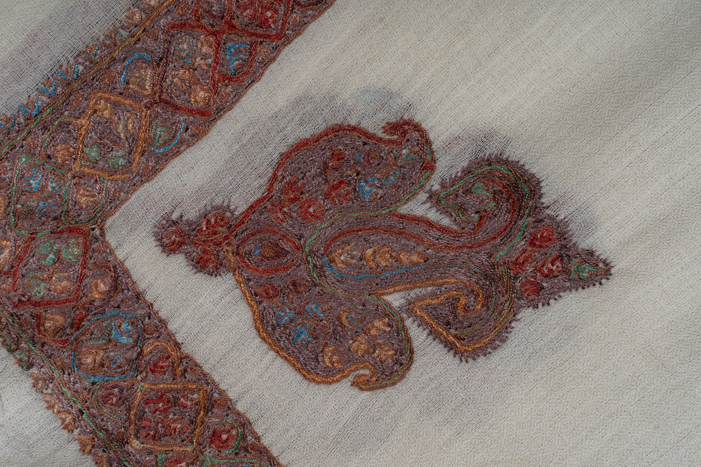 Ivory Ember Rumal — Sozni Hand Embroidered