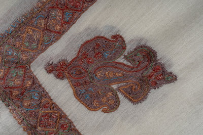 Ivory Ember Rumal — Sozni Hand Embroidered