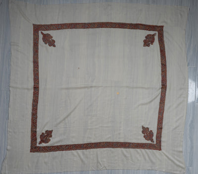 Ivory Ember Rumal — Sozni Hand Embroidered
