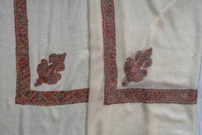 Ivory Ember Rumal — Sozni Hand Embroidered