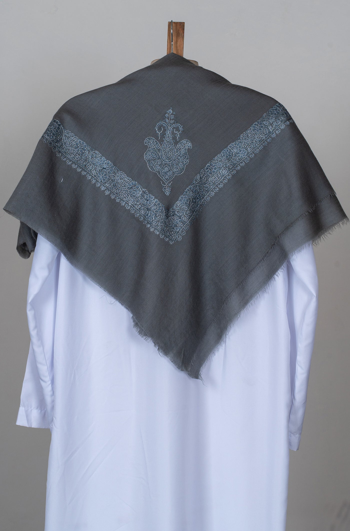 Slate Frost Rumal — Sozni Hand Embroidered