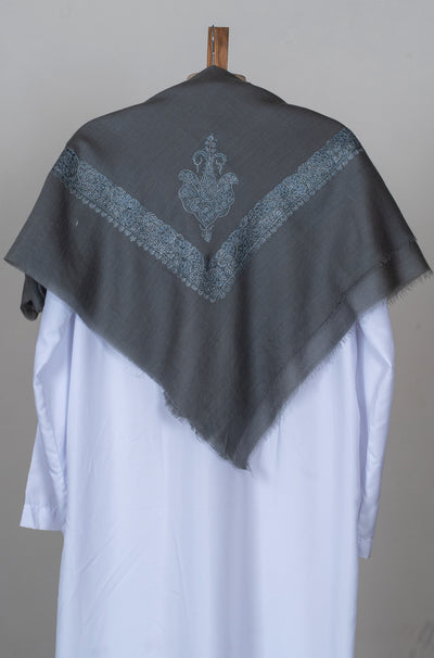 Slate Frost Rumal — Sozni Hand Embroidered