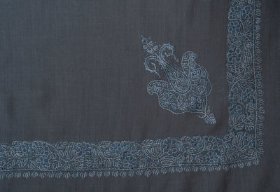 Slate Frost Rumal — Sozni Hand Embroidered