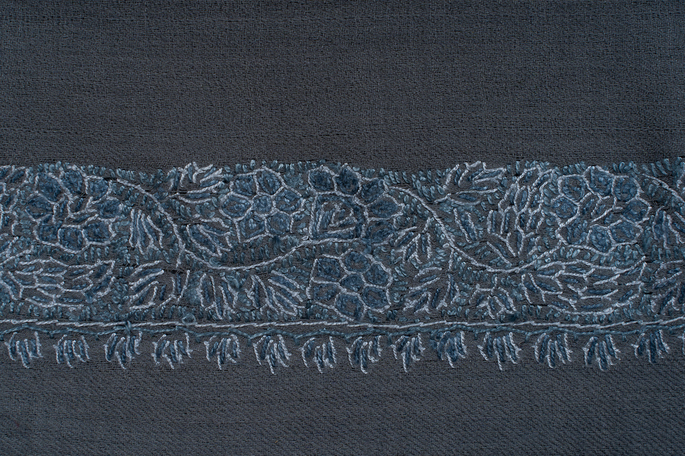 Slate Frost Rumal — Sozni Hand Embroidered