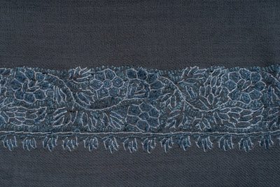 Slate Frost Rumal — Sozni Hand Embroidered