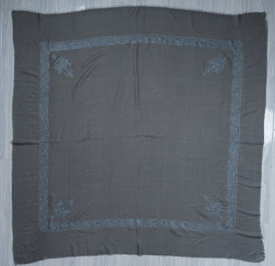 Slate Frost Rumal — Sozni Hand Embroidered