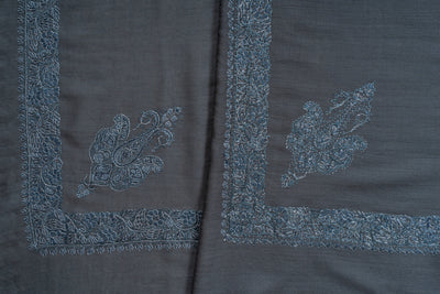 Slate Frost Rumal — Sozni Hand Embroidered
