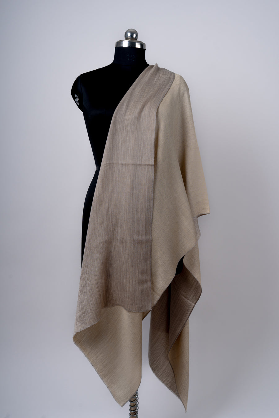 Zarqa-E-Beige | Reversible Merino Wool Stole in Earthy Tones