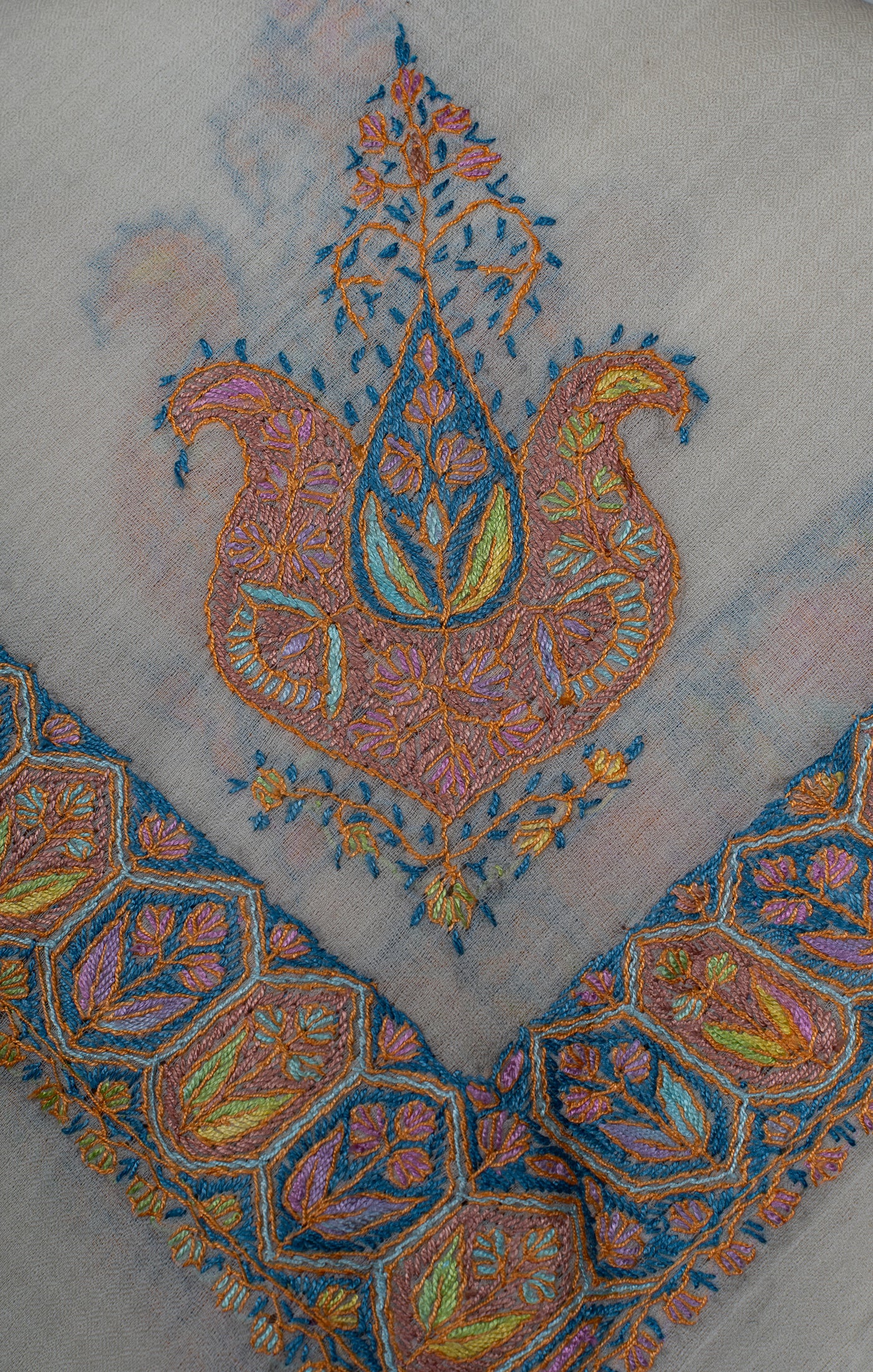 Pearl Sunset Rumal — Sozni Hand Embroidered