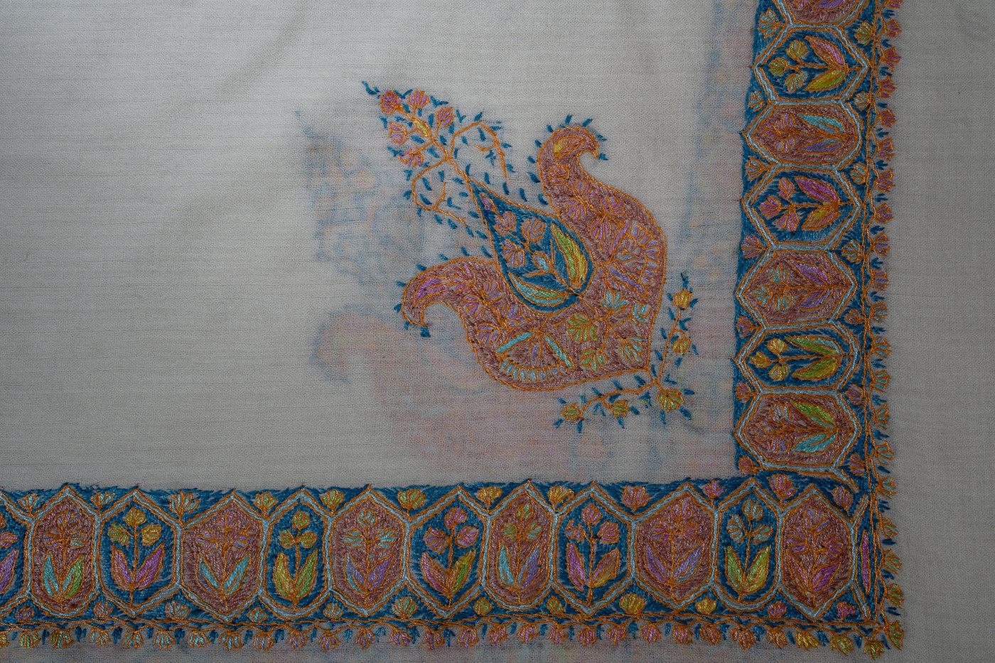 Pearl Sunset Rumal — Sozni Hand Embroidered