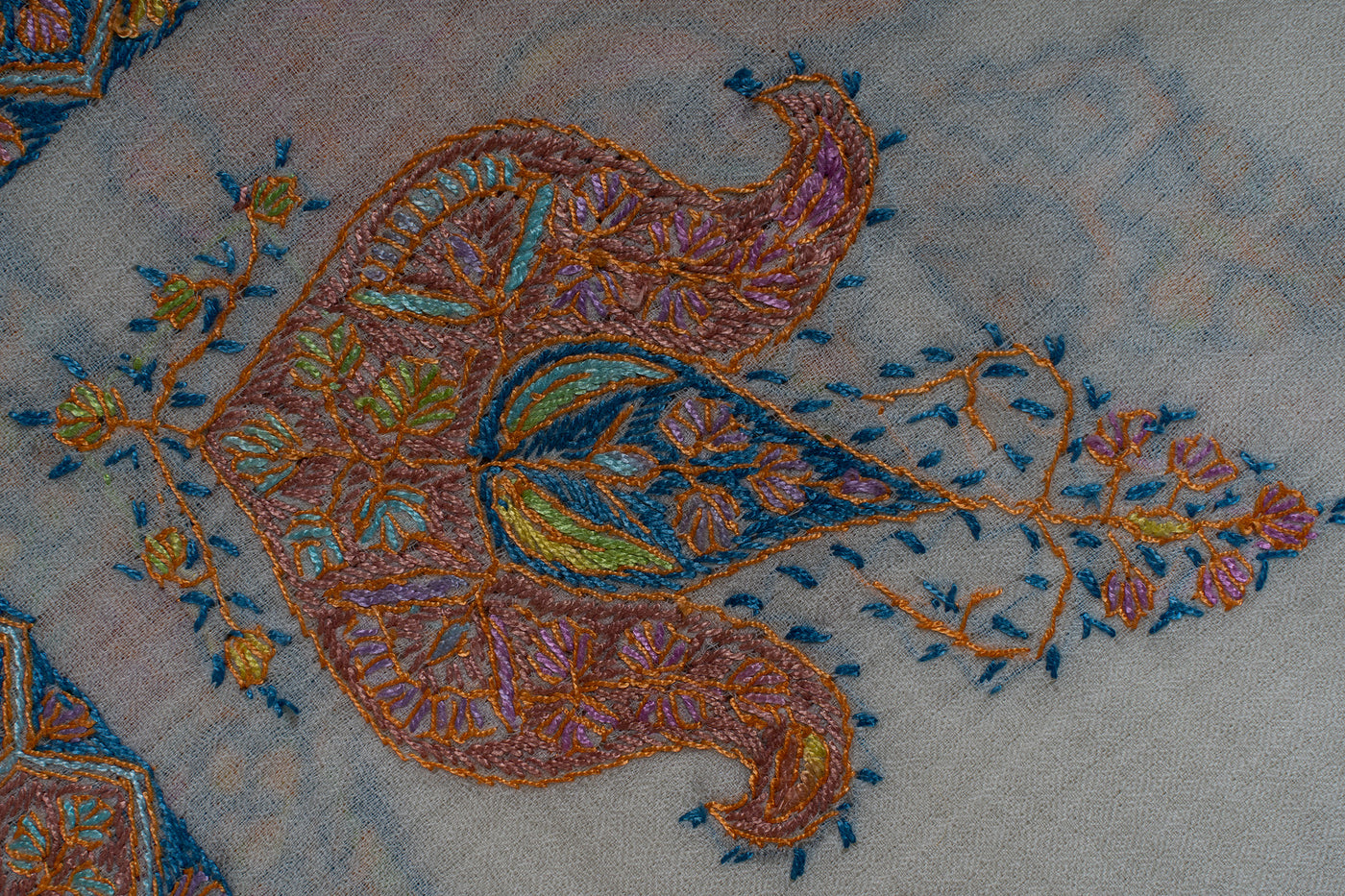 Pearl Sunset Rumal — Sozni Hand Embroidered