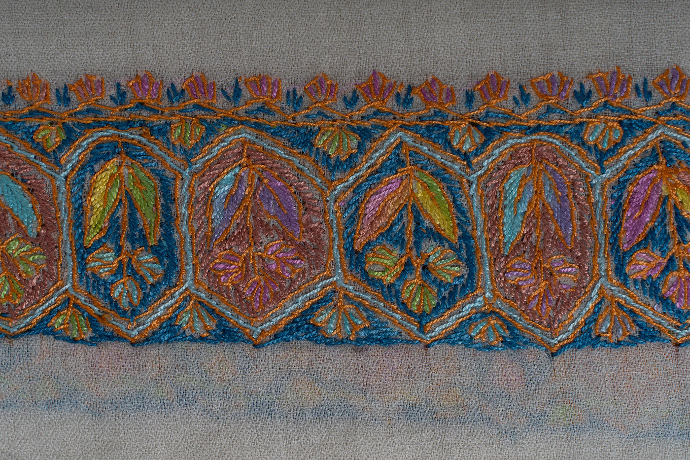 Pearl Sunset Rumal — Sozni Hand Embroidered