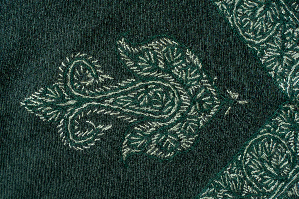 Emerald Whisper Rumal — Sozni Hand Embroidered